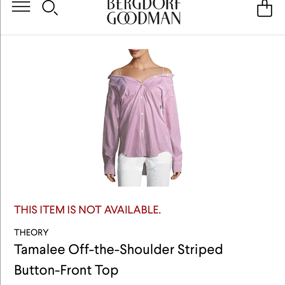 Theory off-shoulder stripped shirt